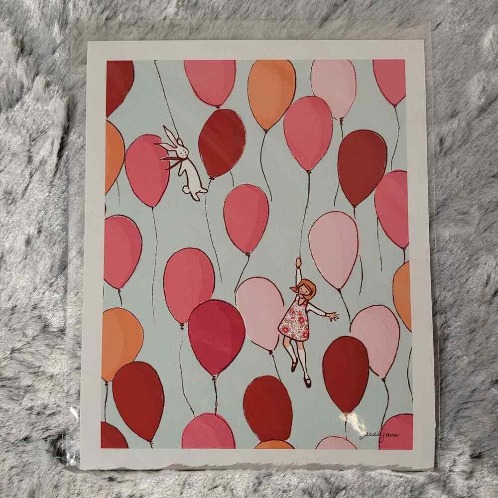 Sarah Jane Studios Print 8x10 Balloons Girl Bunny‎ Poster Postcard #295 NEW